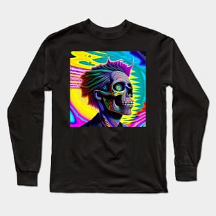 Vibrant Trippy Skull Art 36 Long Sleeve T-Shirt